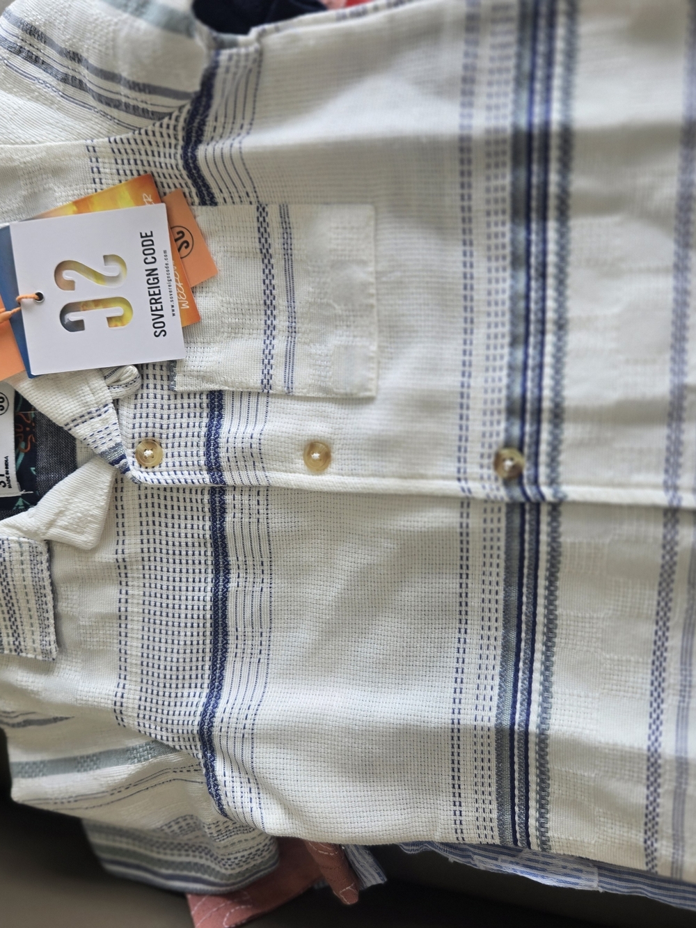 Sovereign Code Cream and Navy Striped Boys' Button-Down Shirt